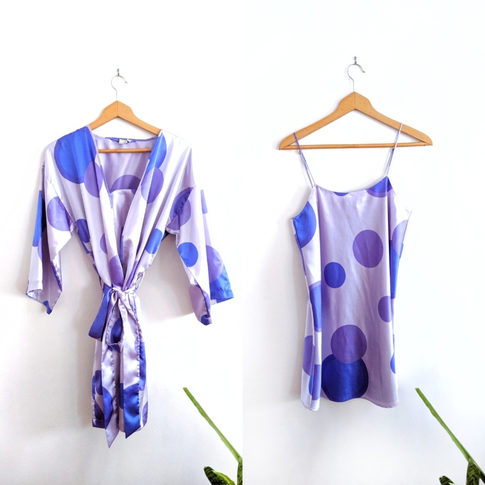 Silky Purple Lingerie Robe and Nightie Set S/M